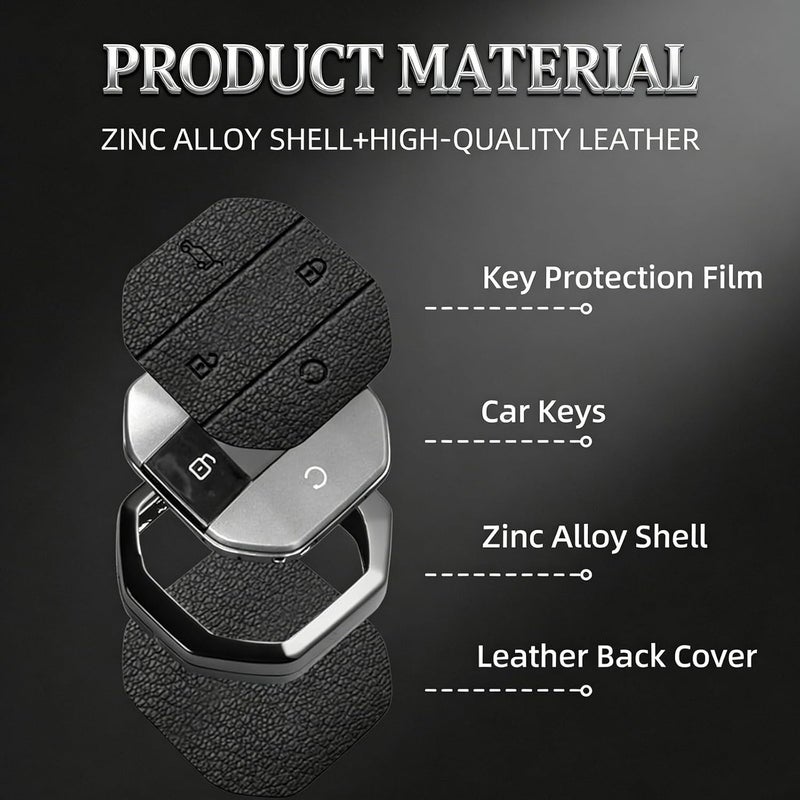 for Jetour T1 T2 Key Cover 2025 2026, Durable Alloy Metal Key Protector Case Anti-Fall & Wear-Resistant, Car Keychain Accessory Compatible with Jetour T1 T2 Traveller Keys (Gray) - Image 3