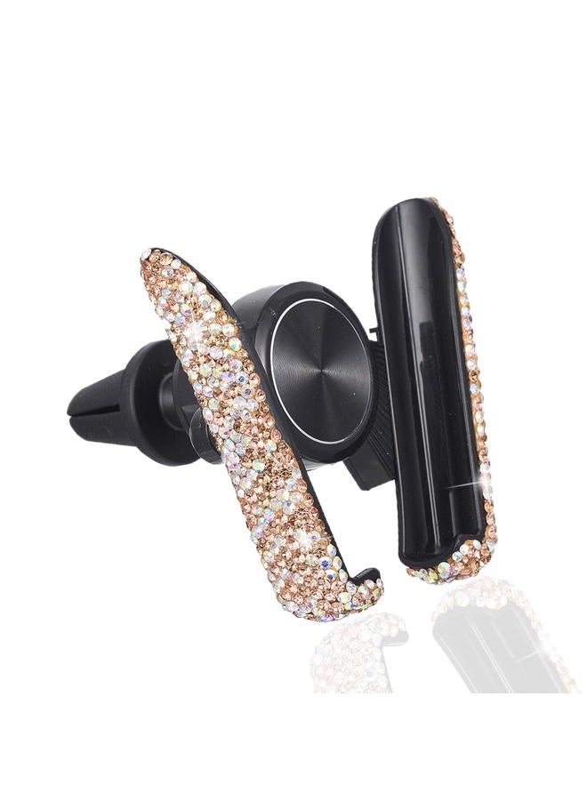 ATMOMO Gold with AB Color Plated Bling Crystal Car Phone Mount Universal Air Vent Car Phone Holder Dashboard Phone Mount Stand Holder - Image 1