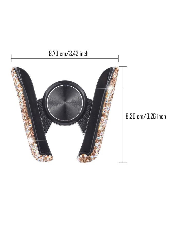 ATMOMO Gold with AB Color Plated Bling Crystal Car Phone Mount Universal Air Vent Car Phone Holder Dashboard Phone Mount Stand Holder - Image 2