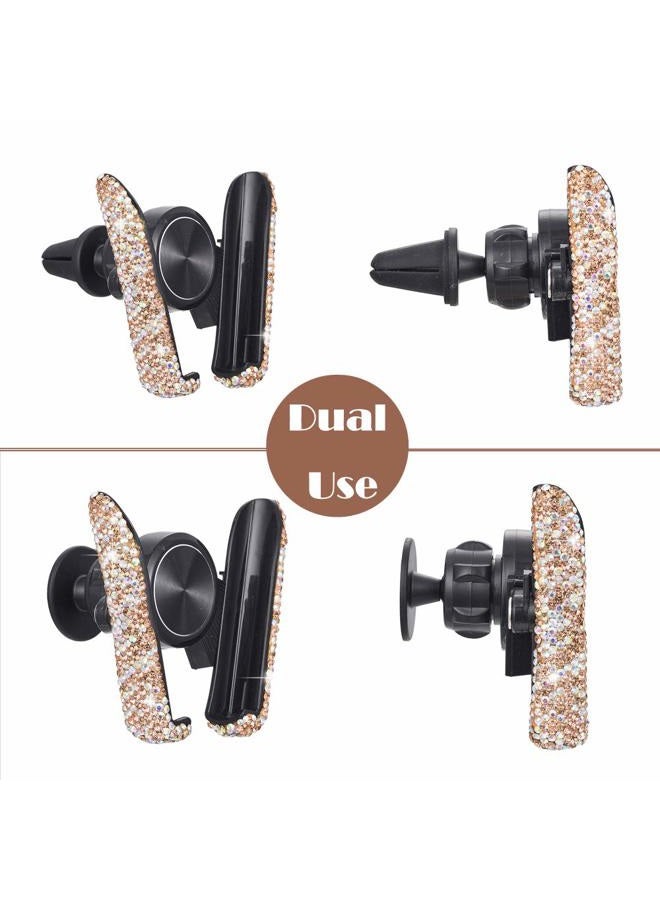 ATMOMO Gold with AB Color Plated Bling Crystal Car Phone Mount Universal Air Vent Car Phone Holder Dashboard Phone Mount Stand Holder - Image 4
