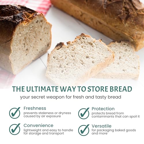 FUNSTITUTION Reusable Plastic Bread Bags for Homemade 10x22"- Clear Bag with Ties For An Airtight Moisture-free Preservation and Storage- Loaf Home Bakers Bakery Owners (50) - Image 3