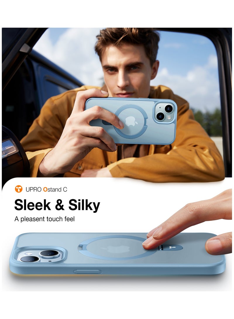 Ultra Magnetic Ostand for iPhone 15 Case [Fit for MagSafe] [Sturdy Stand & Ring Holder]Mil-Grade Shockproof Matte Anti-Scratch Slim Protective Kickstand Phone Case for iPhone 15 6.1 inch, Blue Light Blue - Image 5