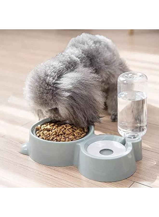 SKY-TOUCH - Cat Dog Food Dish Bowl 2 In 1 Pet Food Dish Bowl And Auto Gravity Pet Water Dispenser Food Bowls Set For Small Medium Dogs And Cats Gray - Image 1