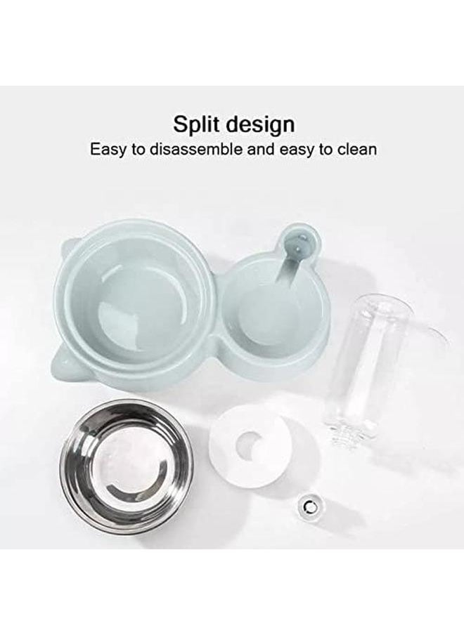 SKY-TOUCH - Cat Dog Food Dish Bowl 2 In 1 Pet Food Dish Bowl And Auto Gravity Pet Water Dispenser Food Bowls Set For Small Medium Dogs And Cats Gray - Image 1