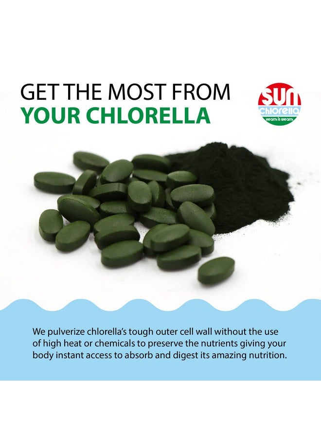 Sun Chlorella - 500Mg Whole Body Wellness Green Algae Superfood Supplement Immune Defense Gut Health Natural Purification Energy Boost Chlorophyll B12 Iron Protein Nongmo 120 Tablets - Image 1