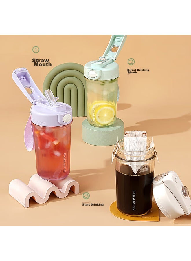 Tomimitsu Fuguang Plastic Coffee Cup, Tritan Portable, Stylish, With Straw, Dual-use For Direct Drinking And Sipping, Spring And Summer, For Men And Women - Image 5