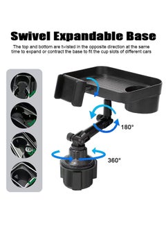 Beauenty Car Cup Holder Tray, Adjustable Food Table Tray for Car with 360° Rotatable Phone Holder, Extra Beverage, Cup Holder, Stability Road Trip u0026 Car Travel Essentials  - Image 4