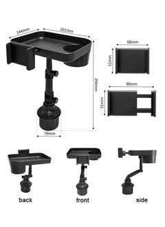 Beauenty Car Cup Holder Tray, Adjustable Food Table Tray for Car with 360° Rotatable Phone Holder, Extra Beverage, Cup Holder, Stability Road Trip u0026 Car Travel Essentials  - Image 5