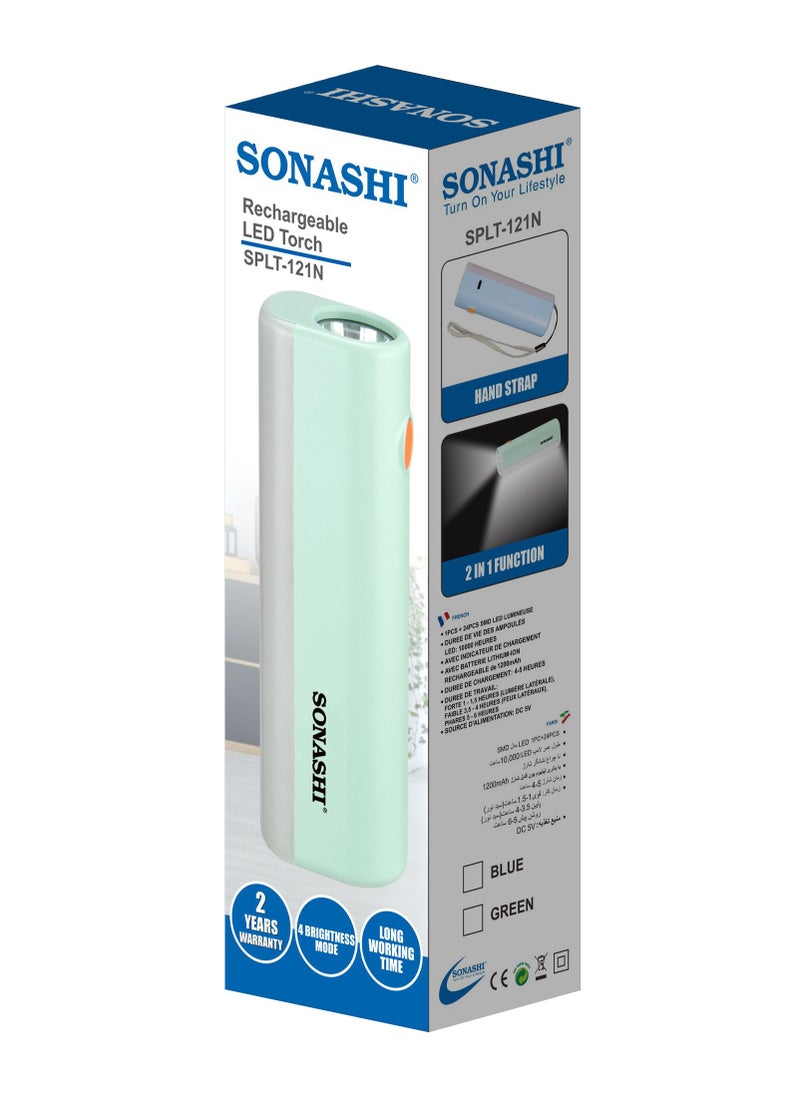 SONASHI - 2 in 1 Rechargeable Emergency Lantern  Green  Multifunctional Light with Charging Indicator And Rechargeable Battery  2 Sides Light with Long working time  Lighting SPLT-121N Green - Image 1