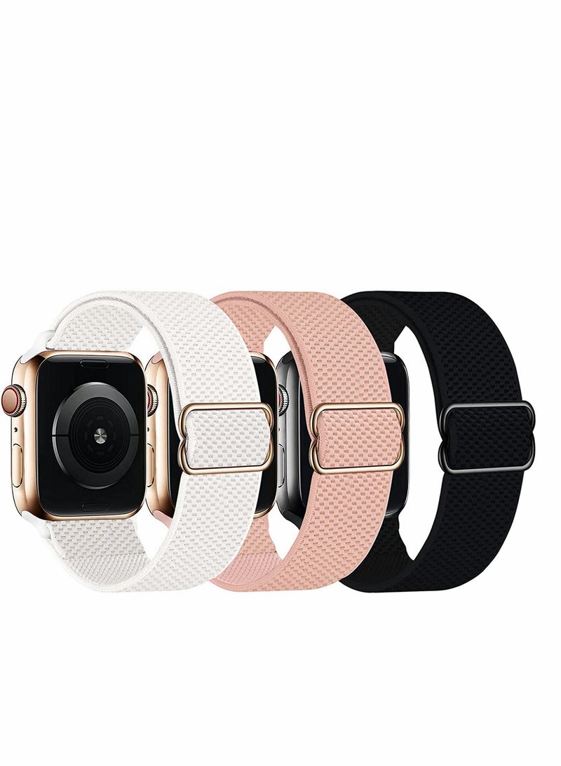 Adjustable Stretchy Braided Sport Bands for Apple Watch 42mm 44mm 45mm - 3 Pack of Elastic Wrist Straps for Men & Women, Compatible with iWatch Series 1-7 & SE - Image 1