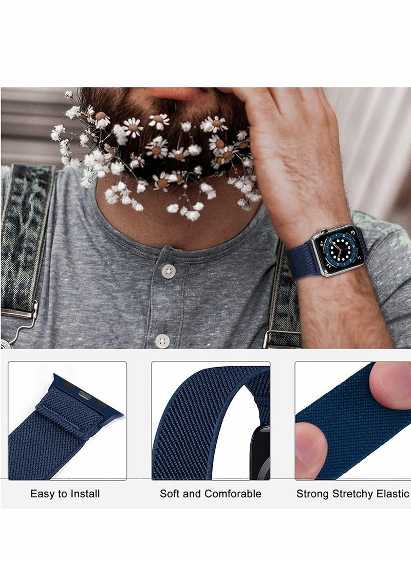Adjustable Stretchy Braided Sport Bands for Apple Watch 42mm 44mm 45mm - 3 Pack of Elastic Wrist Straps for Men & Women, Compatible with iWatch Series 1-7 & SE - Image 4