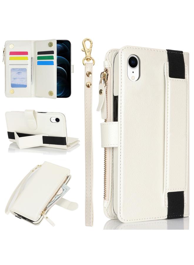 S-TOP Case For iPhone XR Wristband Holder Zipper Purse RFID Leather Phone Case - Image 1