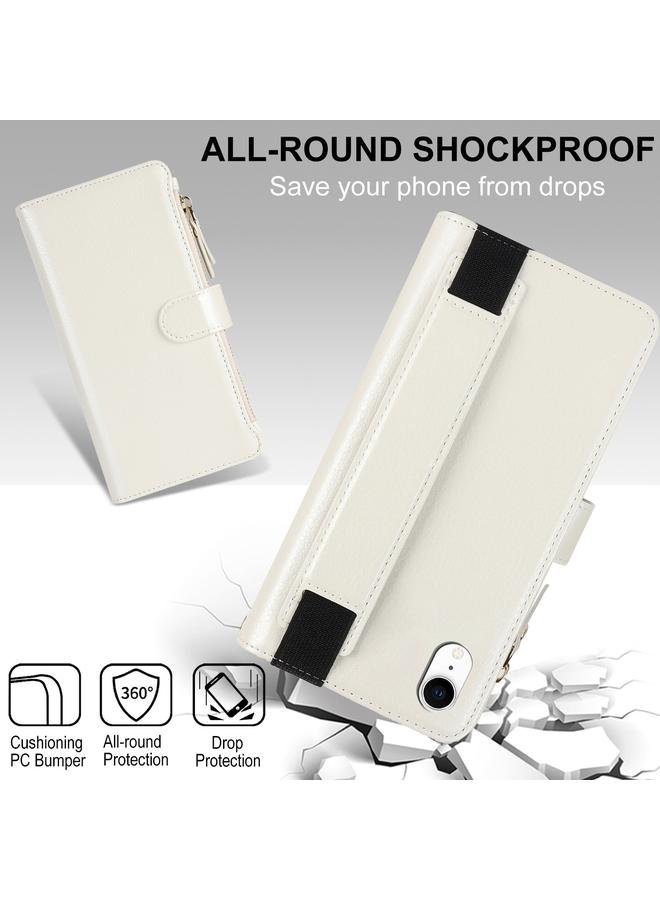 S-TOP Case For iPhone XR Wristband Holder Zipper Purse RFID Leather Phone Case - Image 5