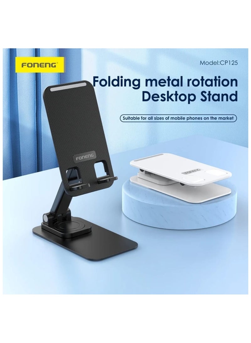 FONENG CP125-Metal Foldable Rotatable Desktop Phone Holder,non-slip and not damaging the devices. Mini folded design, easytostore,doesn't take up space. Double-axis design, - Image 5