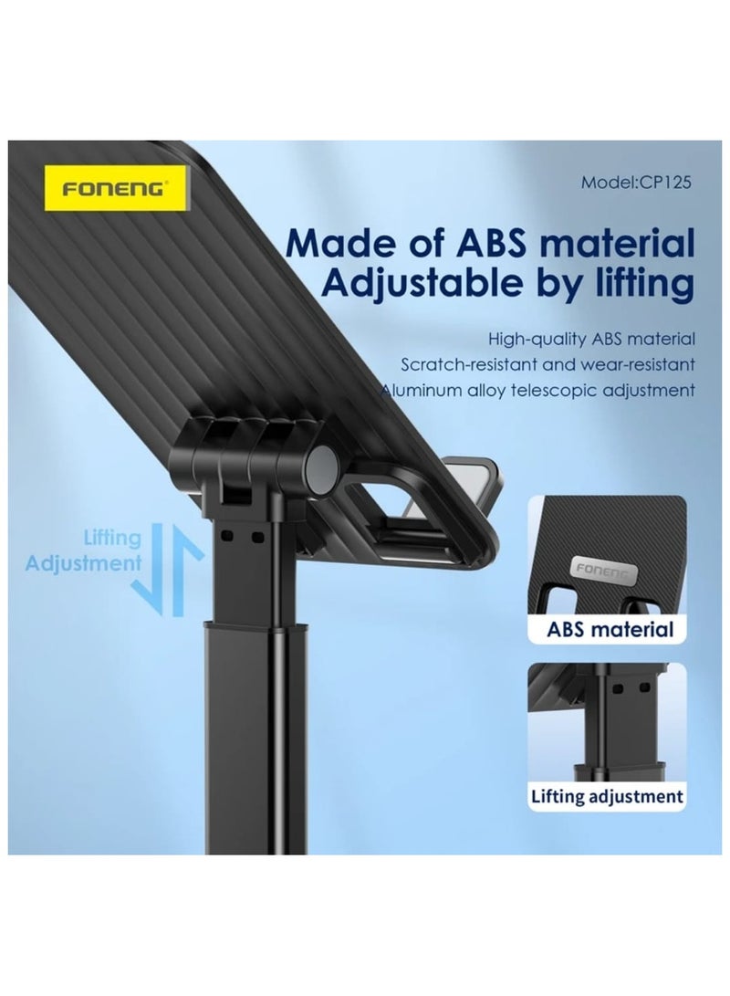 FONENG CP125-Metal Foldable Rotatable Desktop Phone Holder,non-slip and not damaging the devices. Mini folded design, easytostore,doesn't take up space. Double-axis design, - Image 4