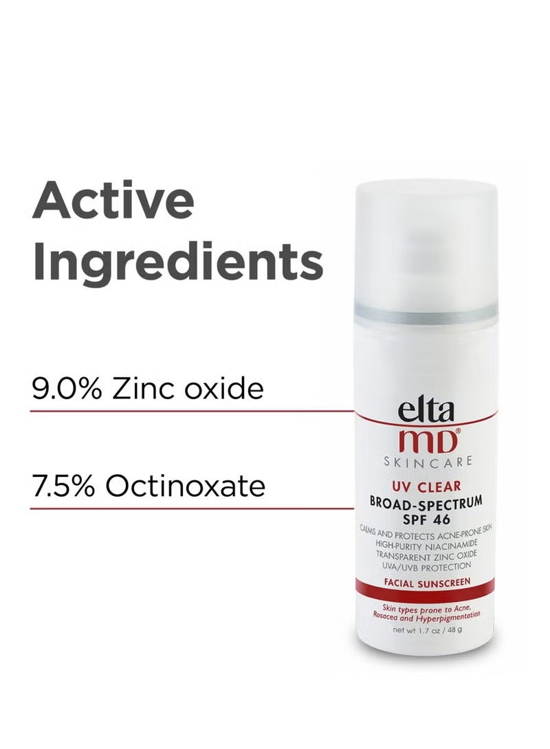 EltaMD UV Clear Broad Spectrum SPF 46 Moisturizing Facial Sunscreen, Protects Sensitive Skin and Acne Prone Skin, Can Easily Be Worn Alone or Under Makeup, Perfectly Blends Into Liquid Foundation - Image 4
