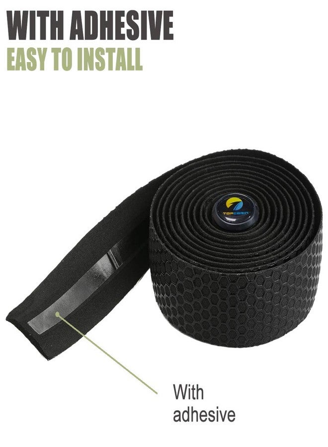 TOPCABIN Bicycle Bar Tape EVA Camouflage Series Comfort Road Bike Handlebar Tape Bike Bar Tape with Bar End Plugs-2 Rolls (Grid Black) - Image 3