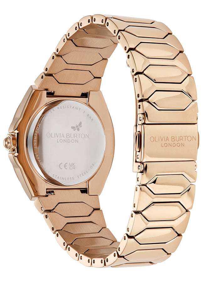 OLIVIA BURTON ساعة نسائية بعلبة فولاذية مطلية بالذهب الوردي الأيوني مع وسادة - Image 5