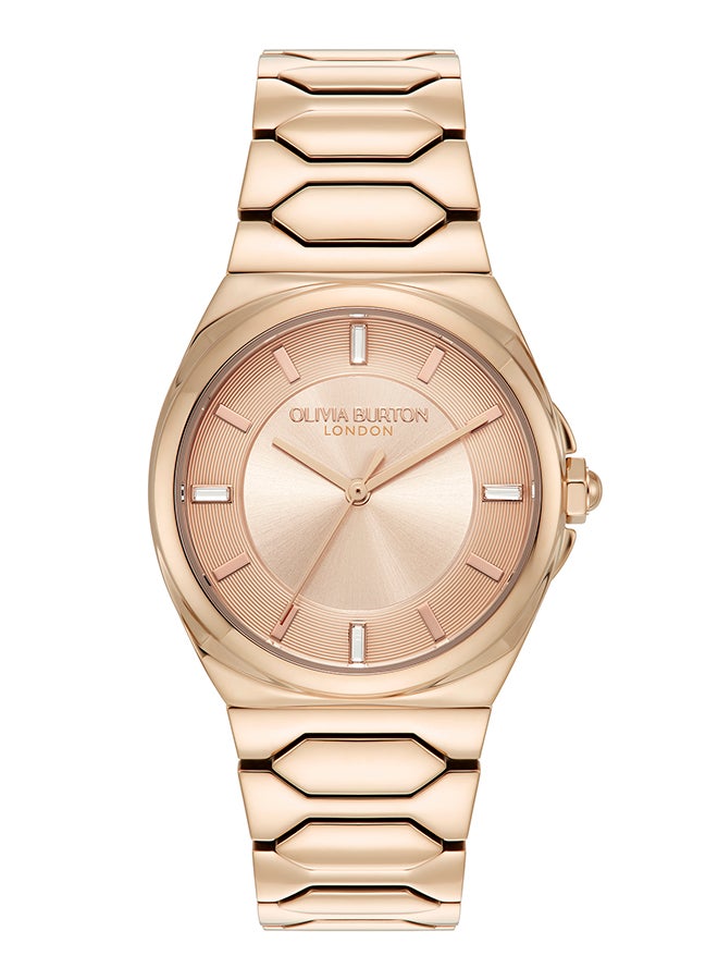 OLIVIA BURTON ساعة نسائية بعلبة فولاذية مطلية بالذهب الوردي الأيوني مع وسادة - Image 1
