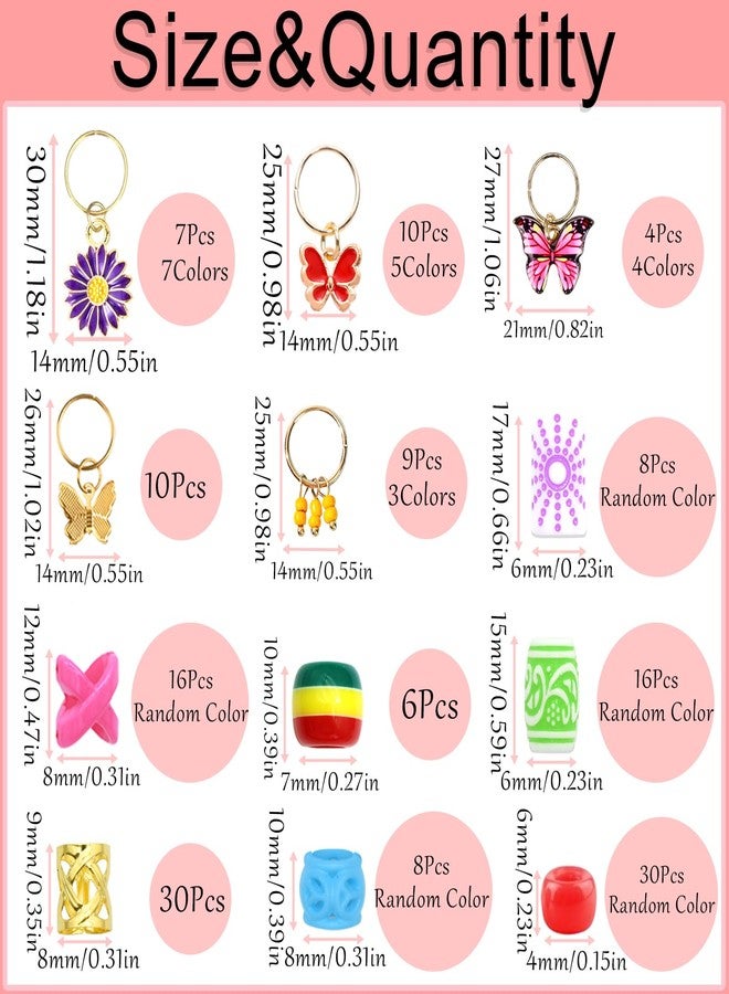 VENOFEN 150PCS Hair Jewelry for Braids Butterfly Braid Clips Colorful Loc Dreadlock Beads Flower Braid Accessories Multi Style Loc Decoration for Women and Girls - Image 4