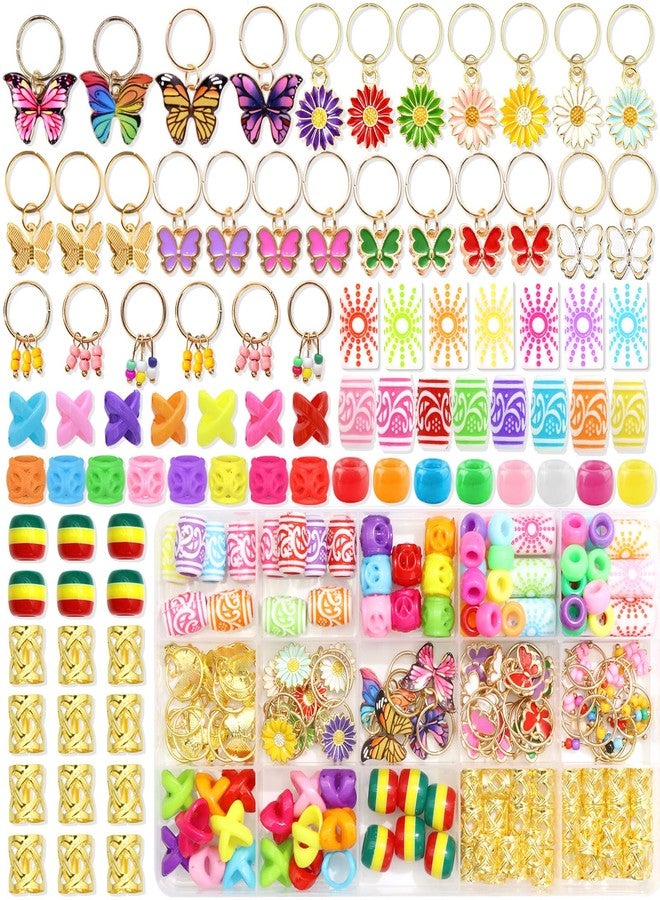 VENOFEN 150PCS Hair Jewelry for Braids Butterfly Braid Clips Colorful Loc Dreadlock Beads Flower Braid Accessories Multi Style Loc Decoration for Women and Girls - Image 1