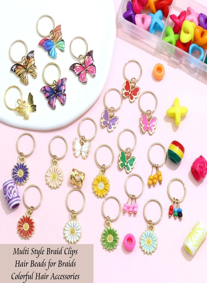 VENOFEN 150PCS Hair Jewelry for Braids Butterfly Braid Clips Colorful Loc Dreadlock Beads Flower Braid Accessories Multi Style Loc Decoration for Women and Girls - Image 2