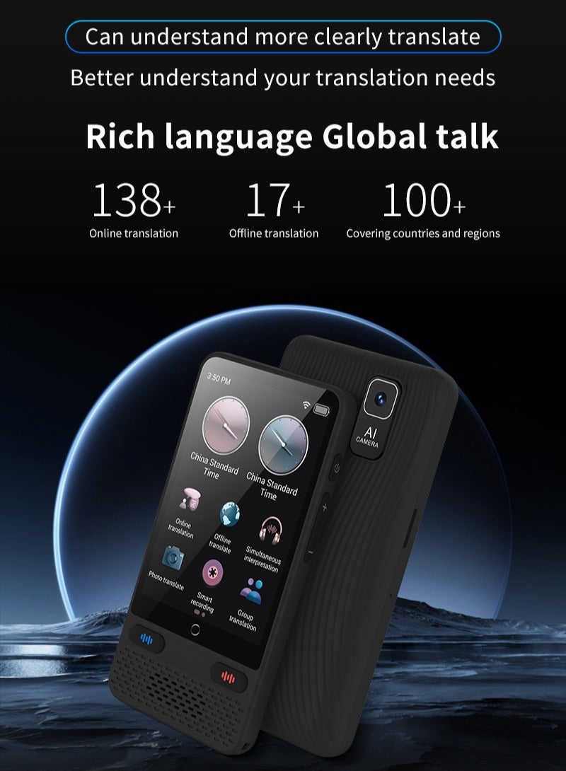 2024 latest 138 languages ​​two-way translator, online/offline/AI/voice/photo translation, portable instant translator Support travel, study and business (black) - Image 2