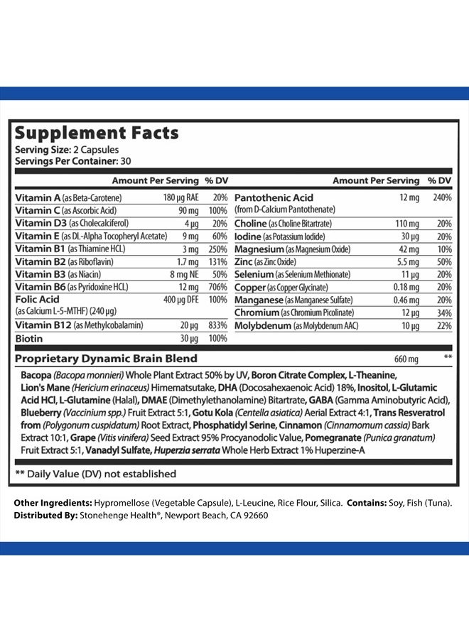 Stonehenge Health Dynamic Brain Supplement – Memory, Focus, & Clarity– Formulated with 40 Unique Nootropic Ingredients: Choline, Phosphatidylserine, Bacopa Monnieri, and Huperzine A  - Image 5