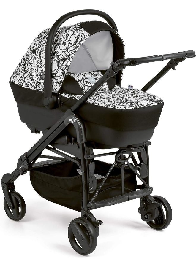 cam Combi Tris Baby Travel System - Printed White, High Quality Travel System Made In Italy, From 0 To 4 Years Old, 22 Kg, Aluminum Frame, 5-Point Safety Harness, Compact Folding Like An Umbrella - Image 2