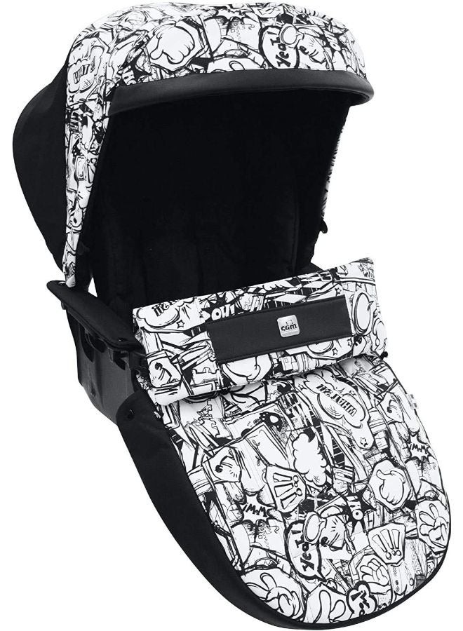 cam Combi Tris Baby Travel System - Printed White, High Quality Travel System Made In Italy, From 0 To 4 Years Old, 22 Kg, Aluminum Frame, 5-Point Safety Harness, Compact Folding Like An Umbrella - Image 4
