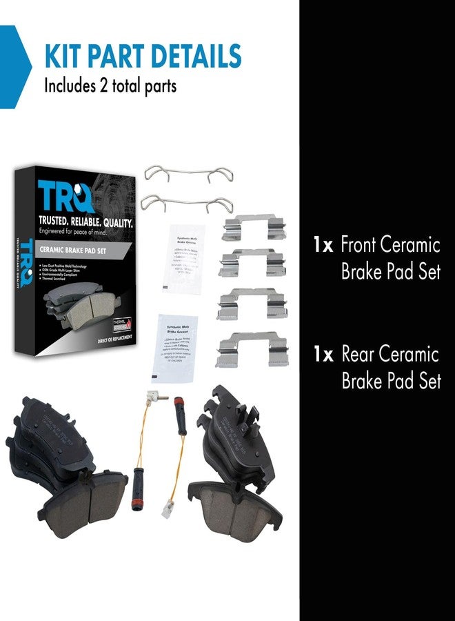 TRQ Front & Rear Premium Posi Ceramic Brake Pad Kit for Mercedes Benz C250 C300 - Image 2