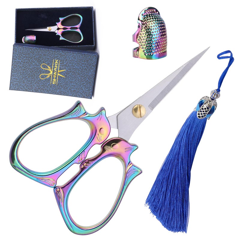 SHWAKK Embroidery Scissors Squirrel Shaped 444 Inch Silver Stainless Steel Dressmaker Shears Sewing Scissors DIY Tools for Embroidery Craft Needlework Tailoring