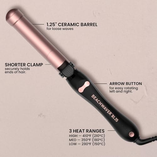Beachwaver The Beachwaver Co. B1.25 Rotating Curling Iron - Midnight Rose | Automatic 1 1/4-Inch Ceramic Curling Iron - Larger Barrel Size for Medium-to-Long Hair! | Auto-Shut Off, Travel-Friendly, Dual Voltage - Image 2