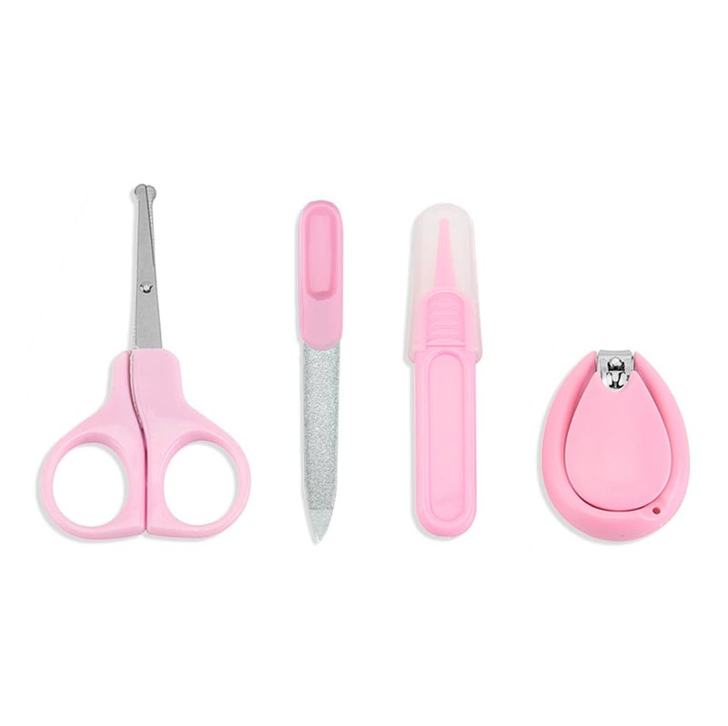 Chipmunks Grooming Kit for New Born Baby - Nail Cutter - Rounded Scissors - Baby Nail Filer - Tweezer - Kids Accessories Set - Ideal for Travelling & Home Use - Accessories Set To Keep Infants & Toddlers Clean - Perfect Nursery Gift (Pink, Pack of 4) - Image 1