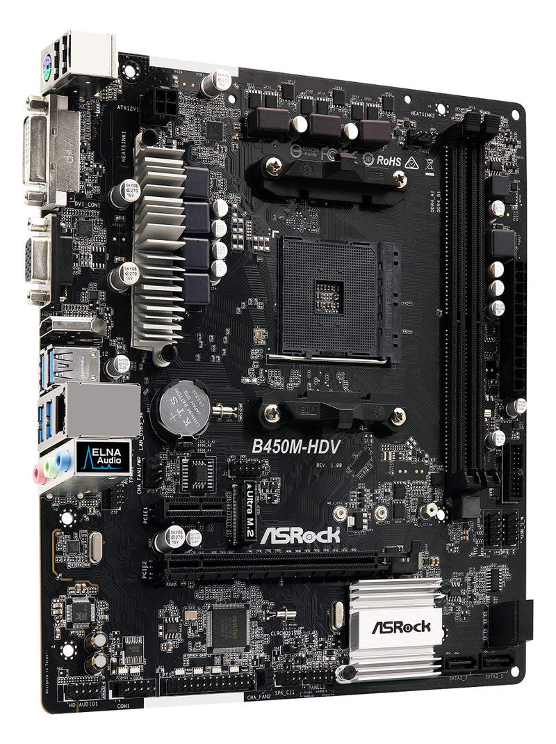 ASRock Microatx Motherboard DDR4 (B450M-Hdv) - Image 2