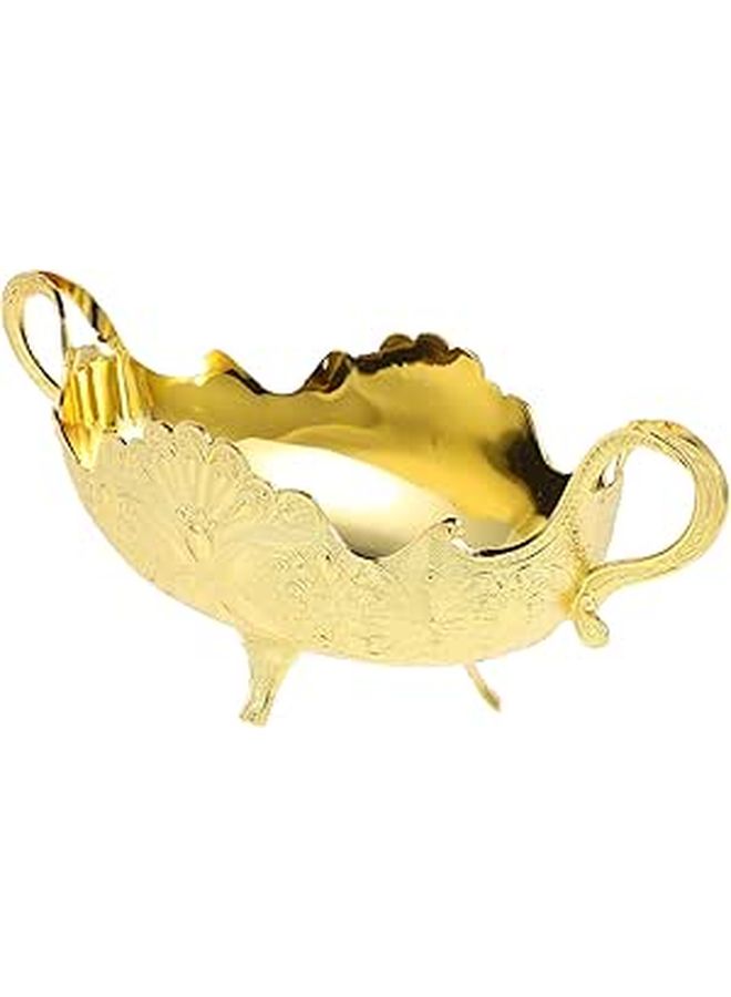 Embossed European Style Metal Serving Plate With Double Handles Decorative Fruit Display Tray - Image 1