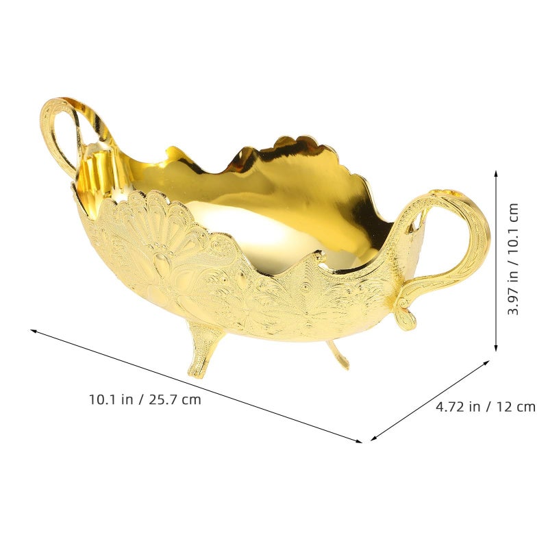Embossed European Style Metal Serving Plate With Double Handles Decorative Fruit Display Tray - Image 3