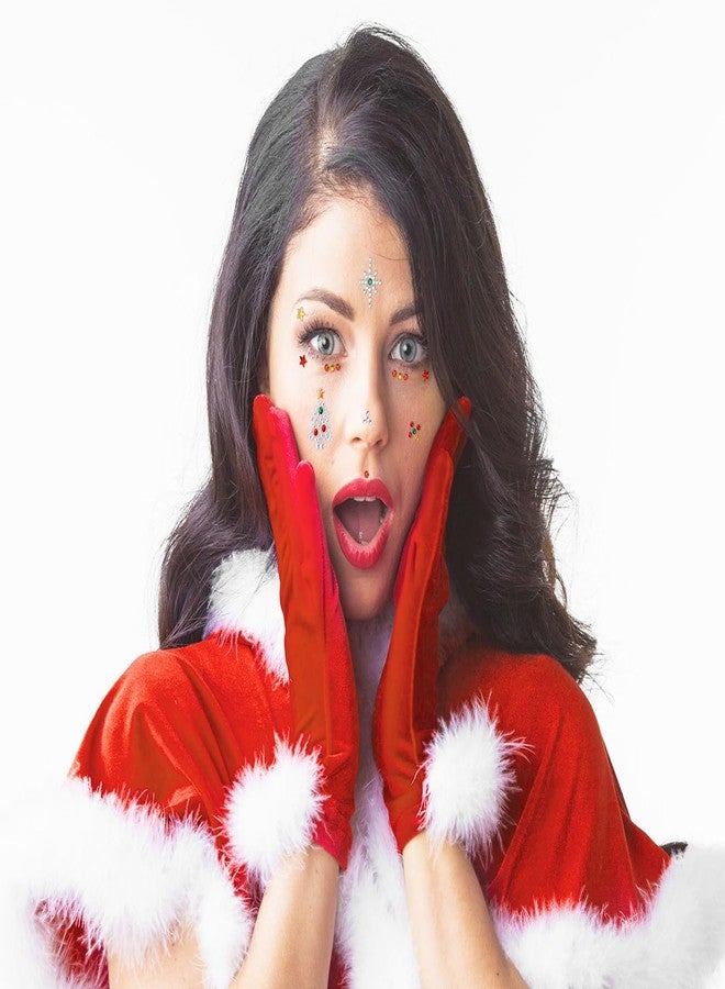 Penta Angel Christmas Gem Stickers for Face Stick On Festival Makeup Jewels Gemstones for Crafts Women Eye Hair Body Halloween Costume Decoration (Red, Green, Brown) - Image 4