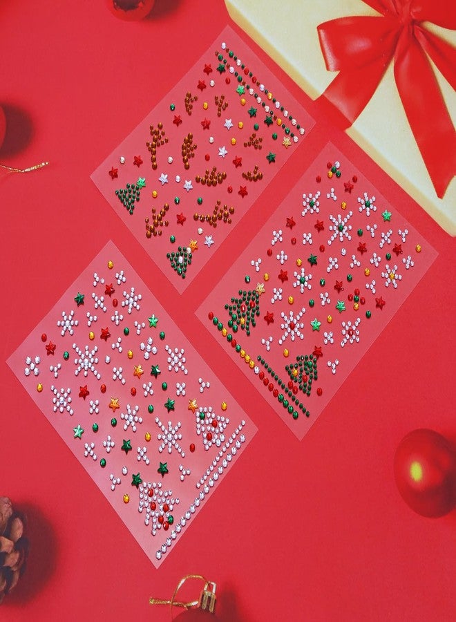 Penta Angel Christmas Gem Stickers for Face Stick On Festival Makeup Jewels Gemstones for Crafts Women Eye Hair Body Halloween Costume Decoration (Red, Green, Brown) - Image 3