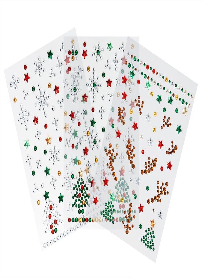 Penta Angel Christmas Gem Stickers for Face Stick On Festival Makeup Jewels Gemstones for Crafts Women Eye Hair Body Halloween Costume Decoration (Red, Green, Brown) - Image 1