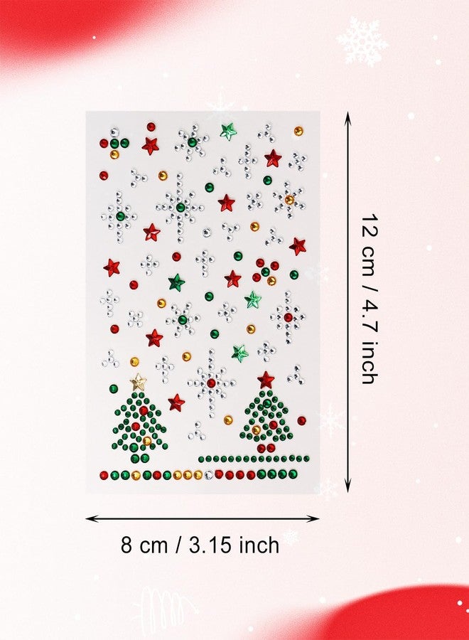 Penta Angel Christmas Gem Stickers for Face Stick On Festival Makeup Jewels Gemstones for Crafts Women Eye Hair Body Halloween Costume Decoration (Red, Green, Brown) - Image 2