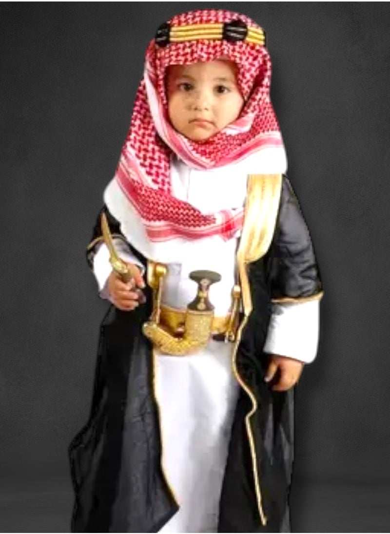 Generic Luxury Royal Bisht Mishlah (70cm) Luxury Royal Bisht Mishlah in black, luxurious gold embroidery, different sizes for newborns, children, boys, youth, suitable as a gift, gifts for children and boys, black Mishlah, black Bisht  - Image 1