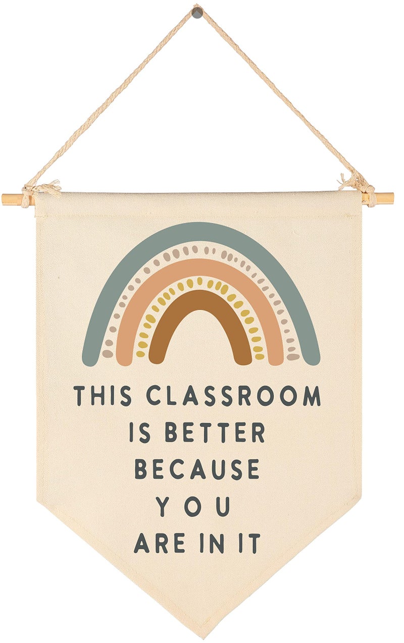 FYSIA This Classroom Is Better Because You Are In ItClassroom DcorClassroom PostePlayroom DcorChild ArtCanvas Hanging Pennant Flag Banner Wall Sign Decor GiftBirthday Christmas Gift
