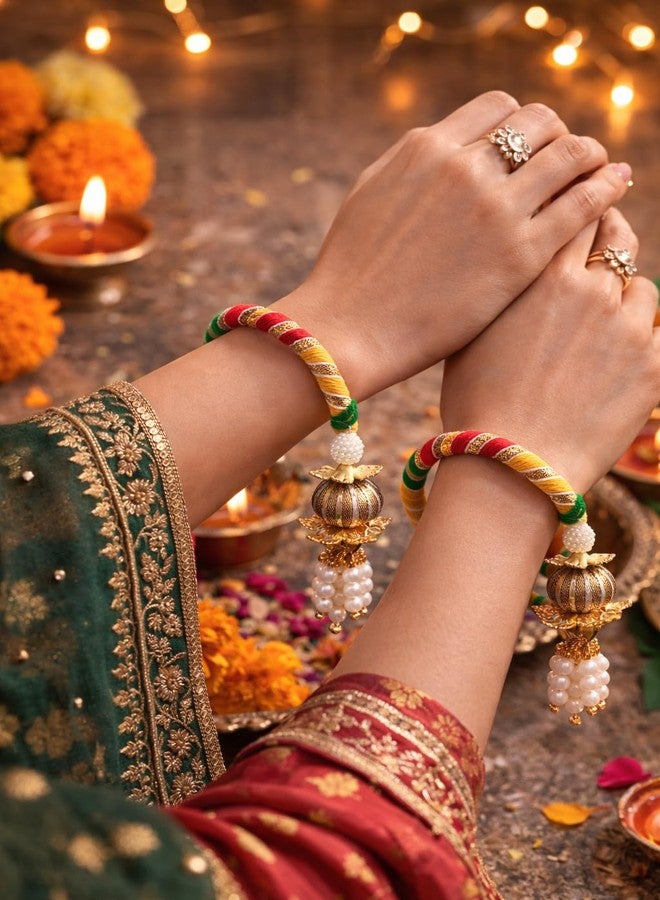 Natali Traders Bulk Return Gifts for Women, Ladies Handmade Gota Patti Bangles for Pooja Varalakshmi Vratham, Haldi Ceremony, Mehandi Function Wedding Giveaways, Bridal Shower Gifting (10 Pair) - Image 3