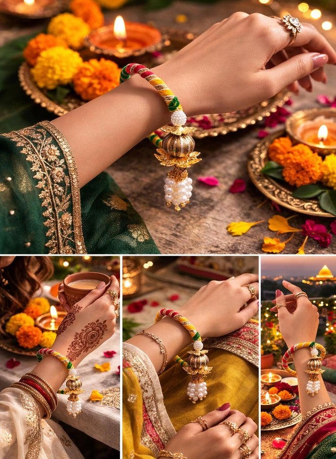 Natali Traders Bulk Return Gifts for Women, Ladies Handmade Gota Patti Bangles for Pooja Varalakshmi Vratham, Haldi Ceremony, Mehandi Function Wedding Giveaways, Bridal Shower Gifting (10 Pair) - Image 4