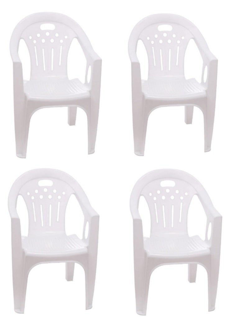 Generic Set of 5 Plastic Table Chairs, 1 Square Table and 4 Chairs, Stackable Modern Princess Armchair, Garden Plastic Table Camping Seat, Dining Furniture Picnic Table Weather Resistant, for Indoors Outdoors Dinner Barbecue Casual and Coffee (1 Square Table + 4 Chairs)  - Image 2