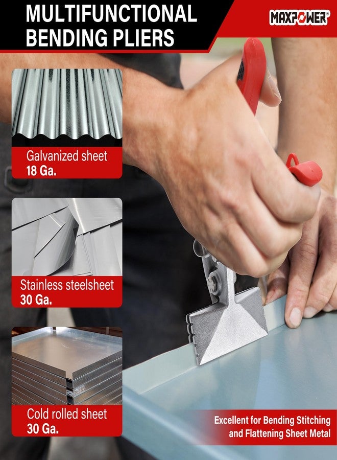 MAXPOWER Sheet Metal Hand Seamer, 3" Offset Jaw and 6“ Straight Jaw Sheet Metal Bender Tools with Ergonomic Handle, 2-Pack Metal Bending Tools - Image 3