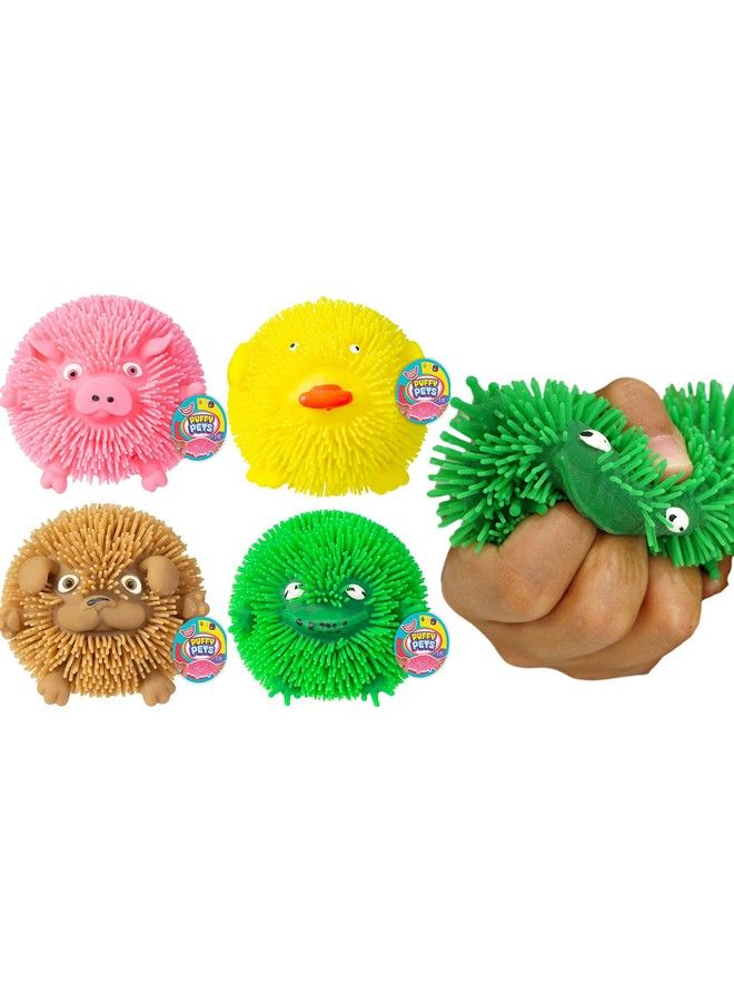 Ja-Ru كرة ضغط برائحة العلكة من Puffy Pets (4 Pets متنوعة) 2.5 بوصة لعبة موتشي إسفنجية مبتكرة؛ كرات نودلز إسفنجية للحيوانات للأطفال؛ كرة حسية للتململ؛ عبوة حفلات كبيرة 43504S - Image 1