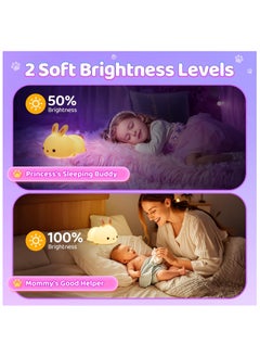 FEND FEND Cute Bunny Kids Night Light Night Lamp Night Lights for Kids Bedroom Toddler Baby Portable Silicone Battery Led Nightlight  - Image 5