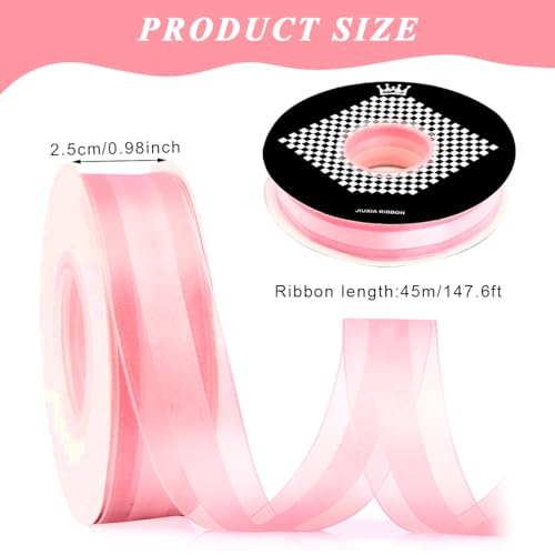 PATPAT® 1 Roll 147ft x 2.5cm Pink Cuttable Ribbon Roll, Multi-Purpose Ribbons for Gift Wrapping, Birthday Cake Decoration DIY Crafting, Ribbon Bows Satin Ribbon Lace Ribbons for Decoration - Image 2